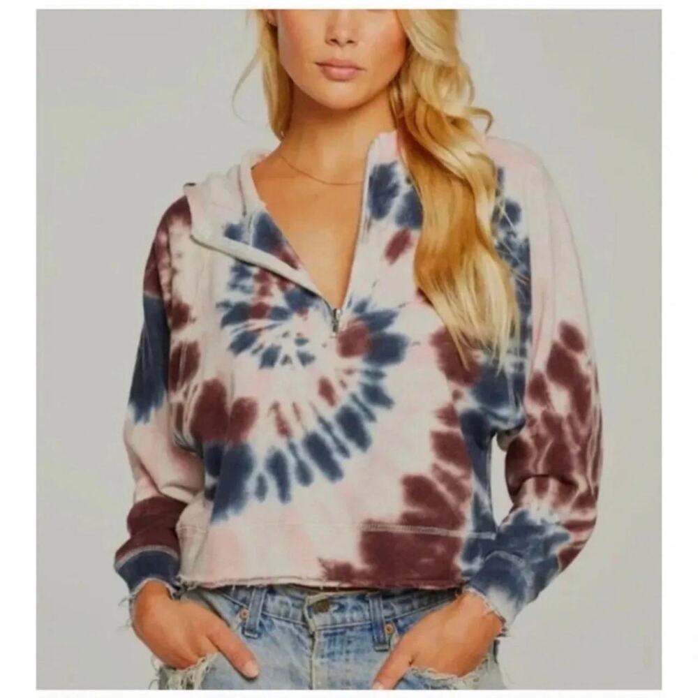 Chaser tie dye half zip hoodie